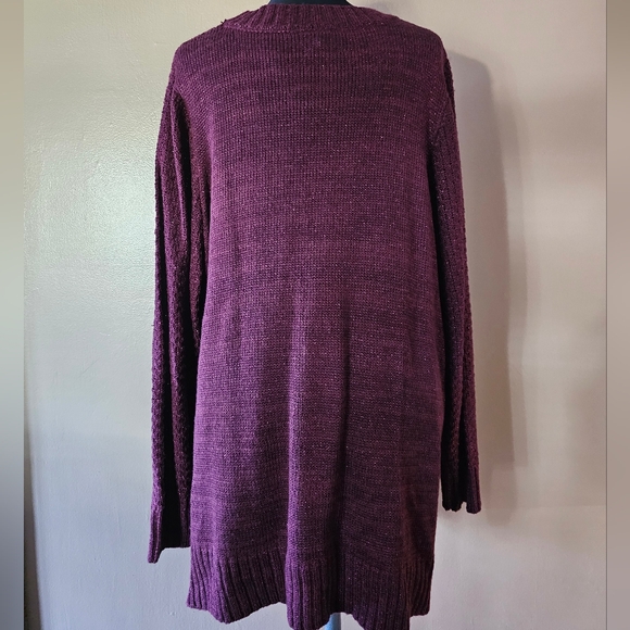 Lane Bryant Sparkly Dark Red Cranberry Cable Knit Sweater Womens Plus Size 18/20 - Picture 2 of 10